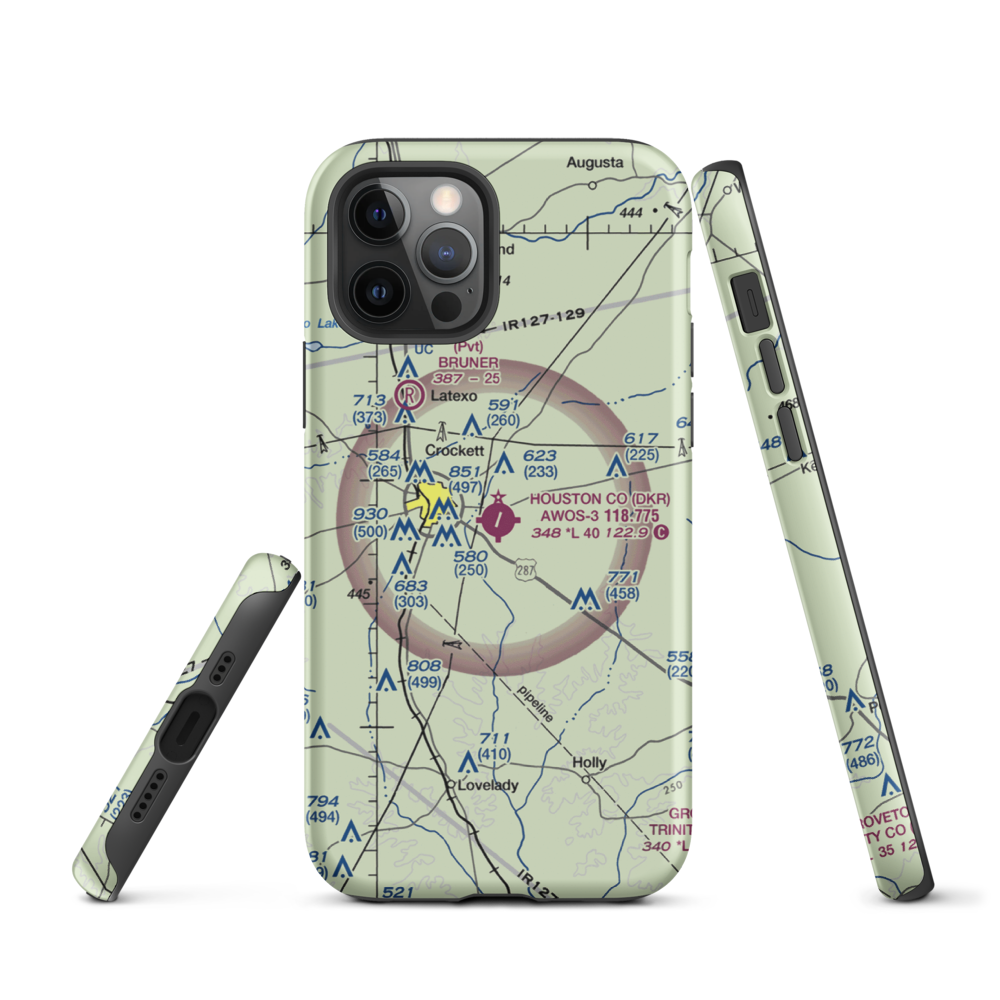 Houston County Airport (DKR) VFR Sectional  Tough iPhone Case iPhone 12 Pro model shown