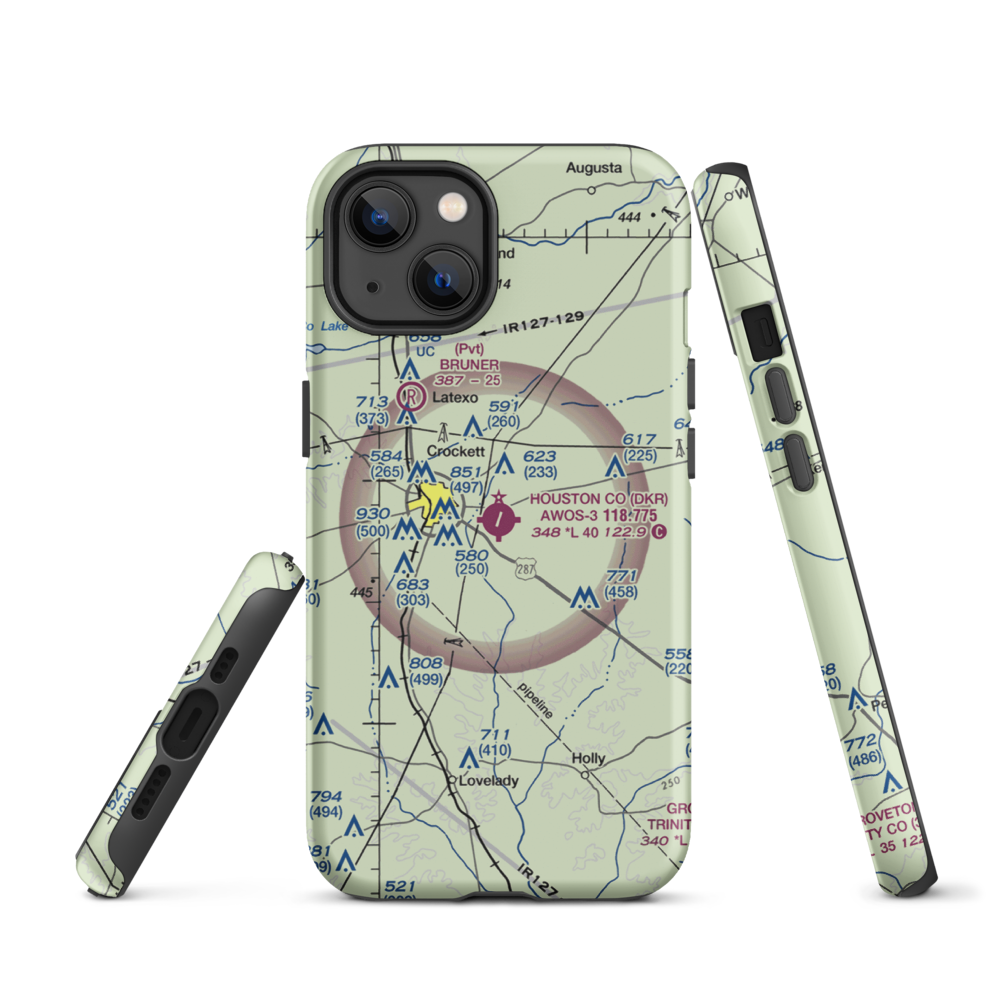 Houston County Airport (DKR) VFR Sectional  Tough iPhone Case iPhone 13 model shown