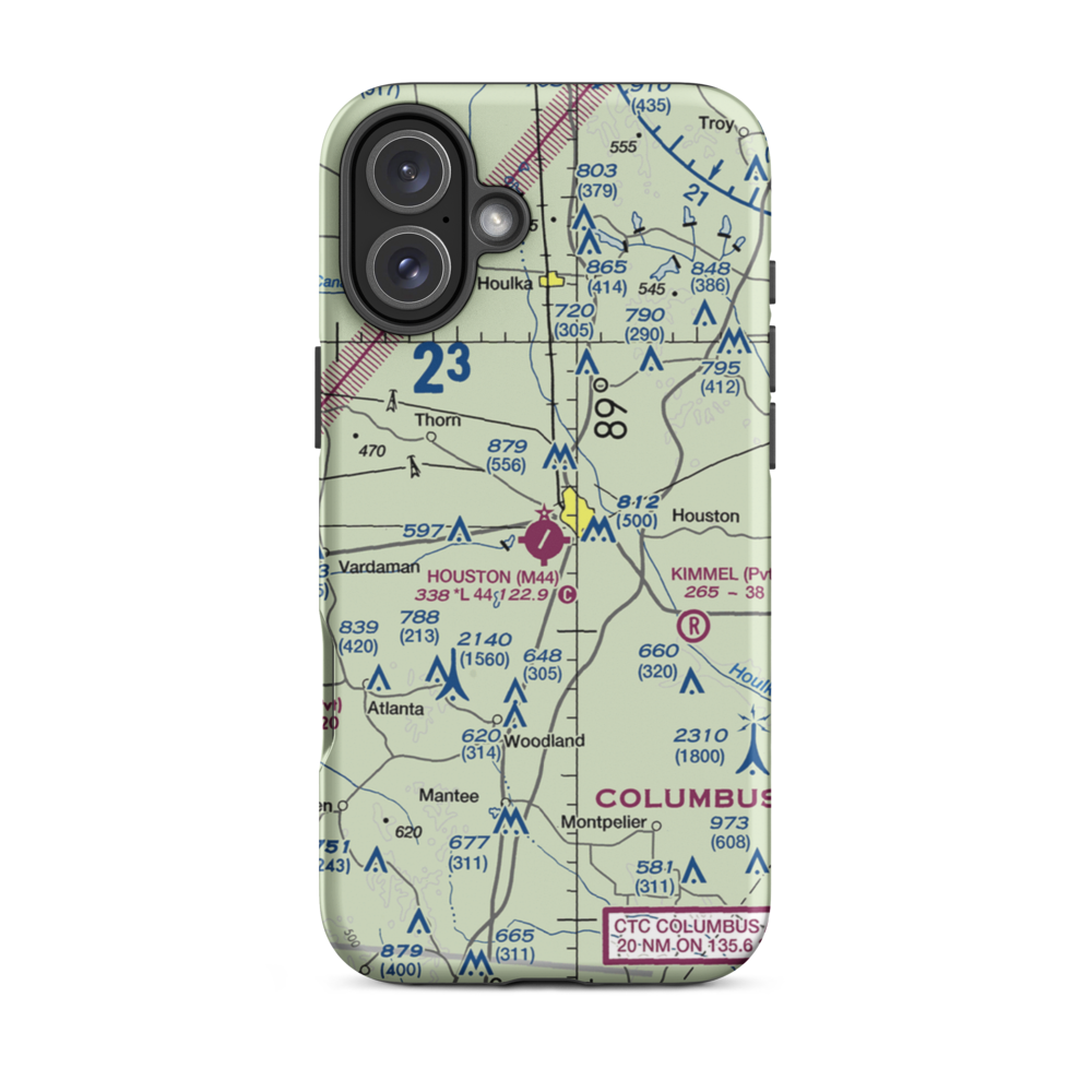 Houston Municipal Airport (M44) VFR Sectional  Tough iPhone Case iPhone 16 Plus model shown