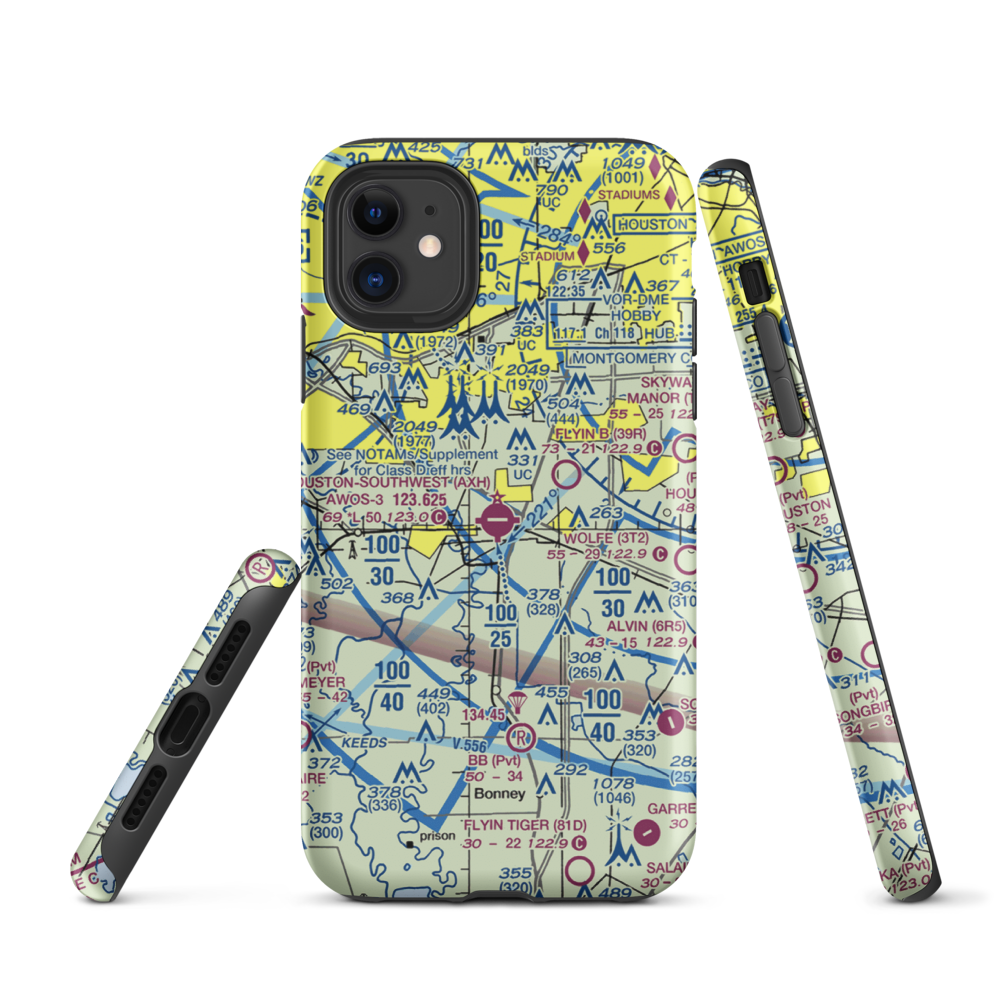 Houston Southwest Airport (AXH) VFR Sectional  Tough iPhone Case iPhone 11 model shown