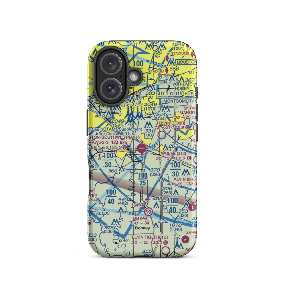 Houston Southwest Airport (AXH) VFR Sectional  Tough iPhone Case iPhone 16 model shown