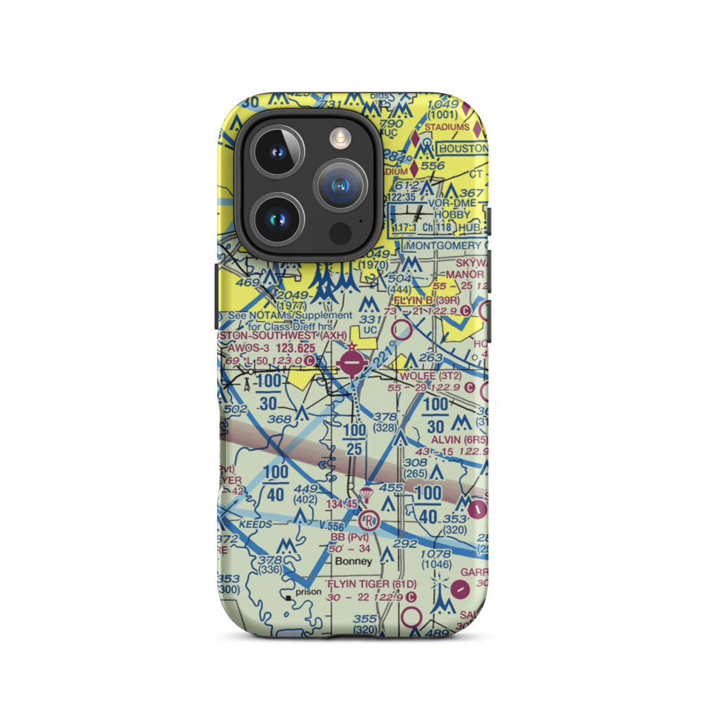 Houston Southwest Airport (AXH) VFR Sectional  Tough iPhone Case iPhone 16 Pro model shown