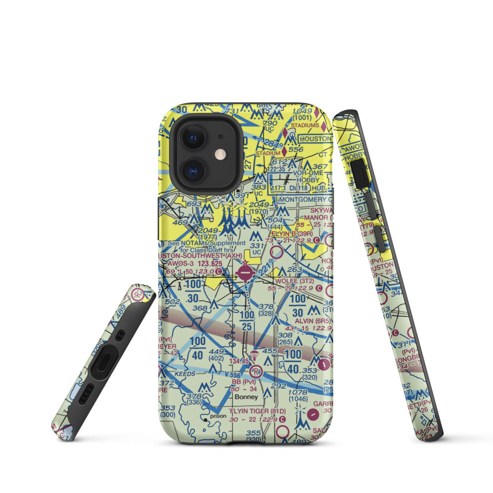 Houston Southwest Airport (AXH) VFR Sectional  Tough iPhone Case iPhone 12 mini model shown