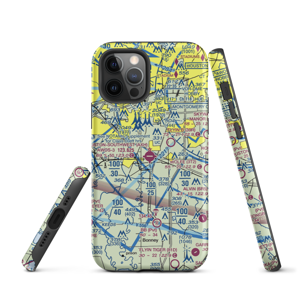 Houston Southwest Airport (AXH) VFR Sectional  Tough iPhone Case iPhone 12 Pro model shown