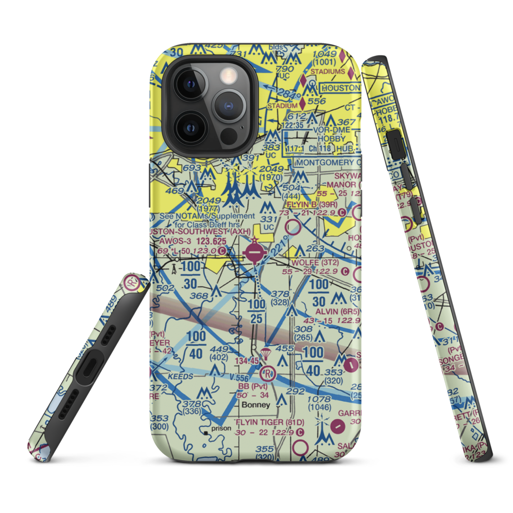 Houston Southwest Airport (AXH) VFR Sectional  Tough iPhone Case iPhone 12 Pro Max model shown