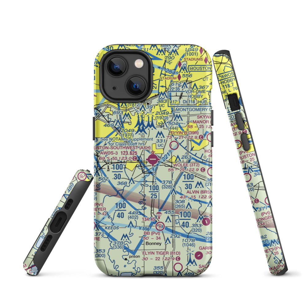 Houston Southwest Airport (AXH) VFR Sectional  Tough iPhone Case iPhone 13 model shown