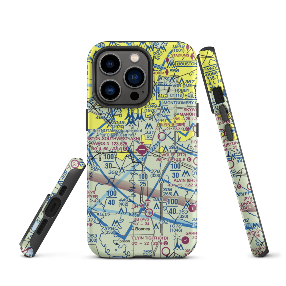 Houston Southwest Airport (AXH) VFR Sectional  Tough iPhone Case iPhone 13 Pro model shown