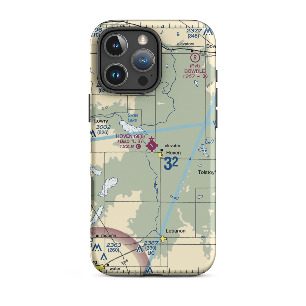 Hoven Municipal Airport (9F8) VFR Sectional  Tough iPhone Case iPhone 16 Pro Max model shown
