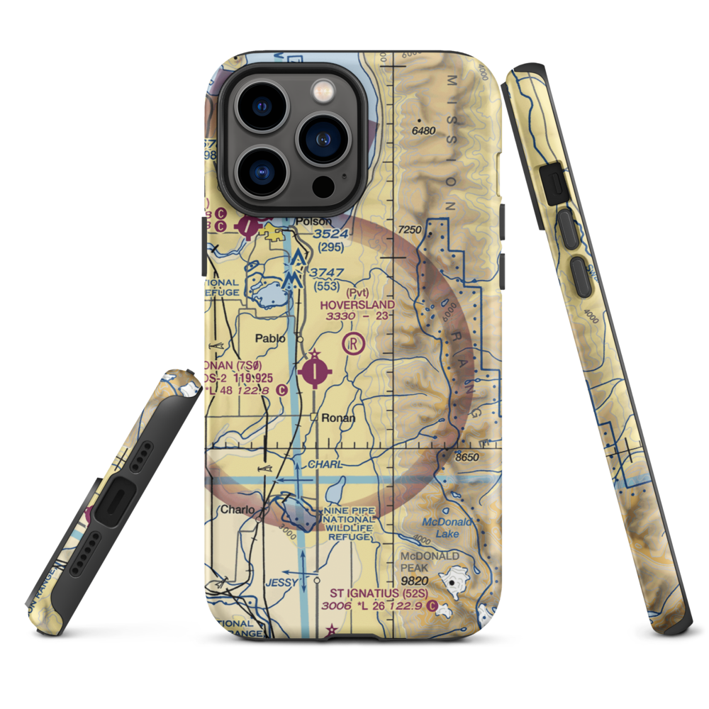 Hoversland Airport (MT19) VFR Sectional  Tough iPhone Case iPhone 13 Pro Max model shown