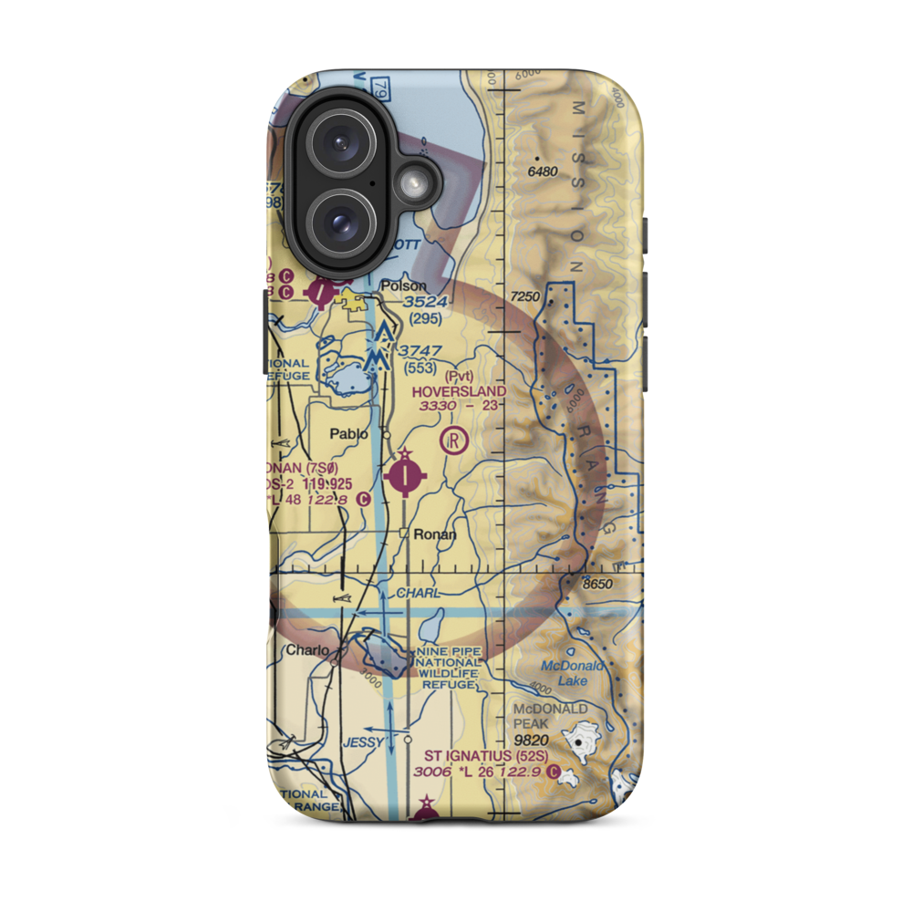 Hoversland Airport (MT19) VFR Sectional  Tough iPhone Case iPhone 16 Plus model shown