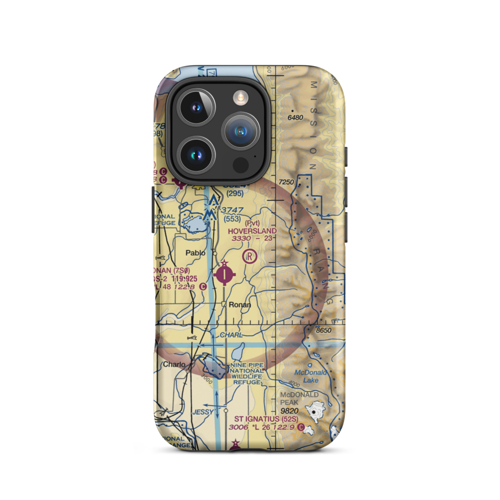 Hoversland Airport (MT19) VFR Sectional  Tough iPhone Case iPhone 16 Pro model shown