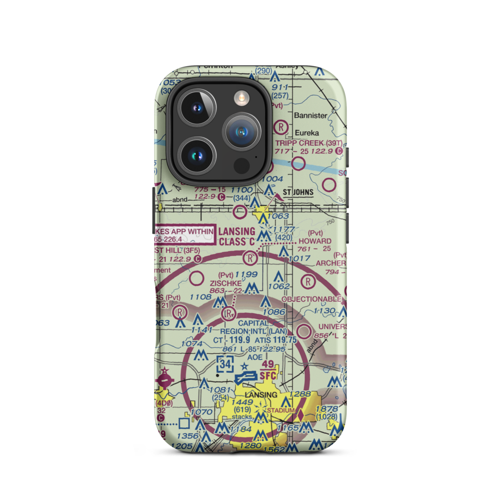 Howard Airfield (25MI) VFR Sectional  Tough iPhone Case iPhone 16 Pro model shown