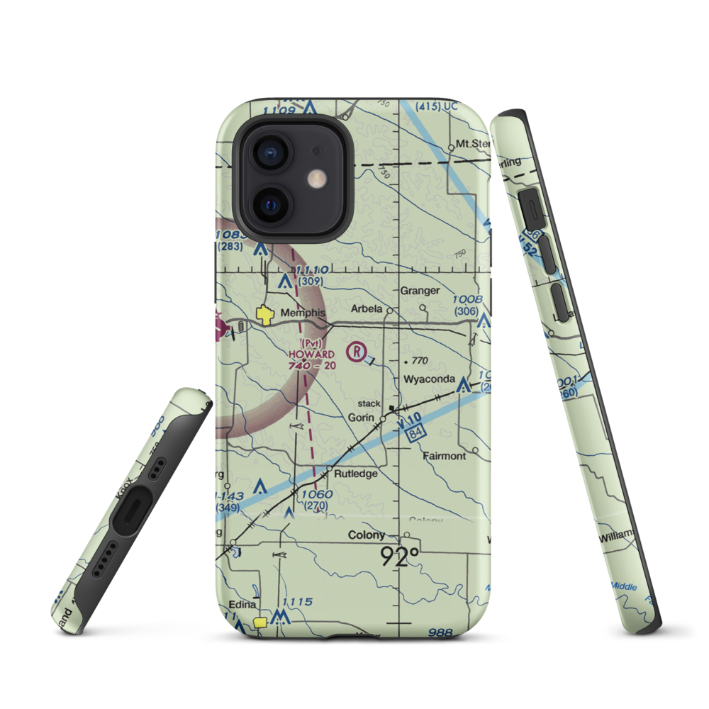 Howard Airport (MO82) VFR Sectional  Tough iPhone Case iPhone 12 model shown