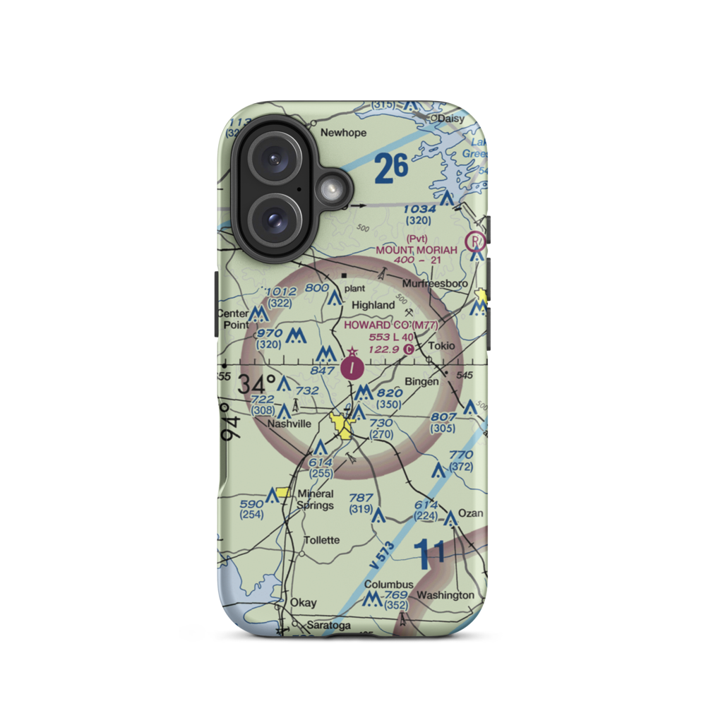 Howard County Airport (M77) VFR Sectional  Tough iPhone Case iPhone 16 model shown