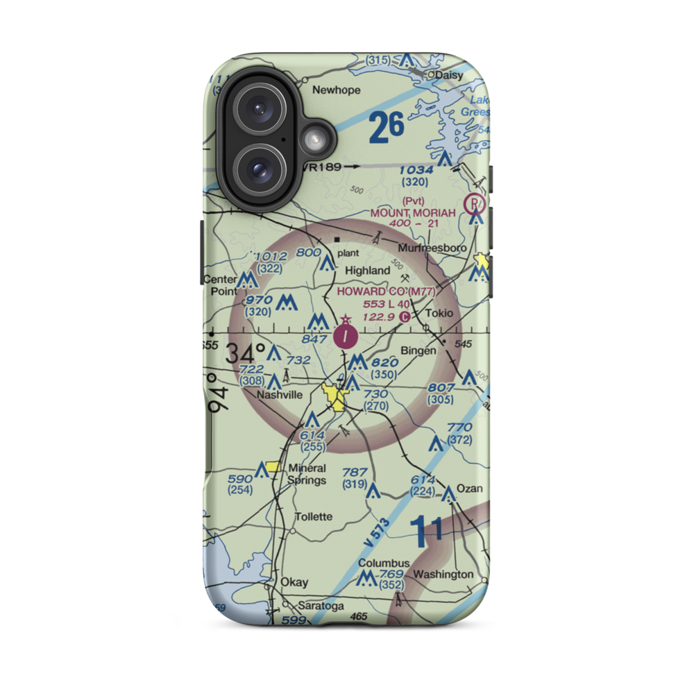 Howard County Airport (M77) VFR Sectional  Tough iPhone Case iPhone 16 Plus model shown