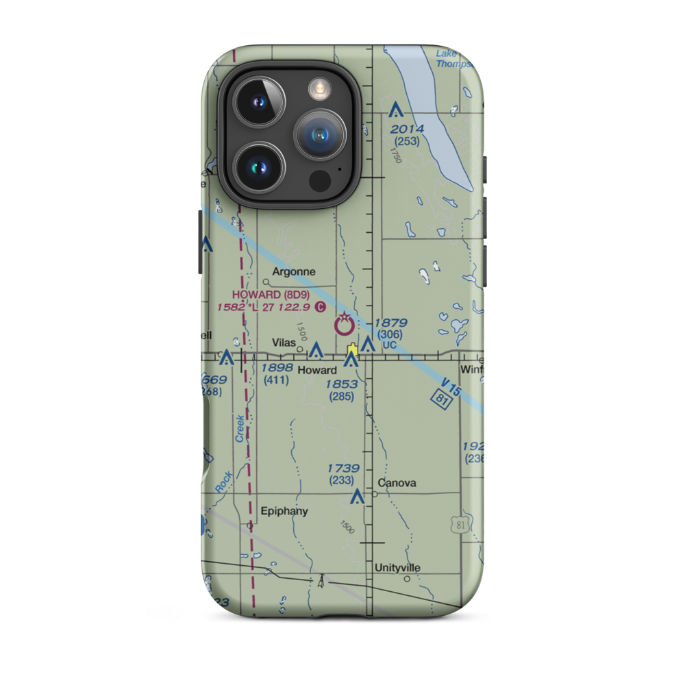 Howard Municipal Airport (8D9) VFR Sectional  Tough iPhone Case iPhone 16 Pro Max model shown