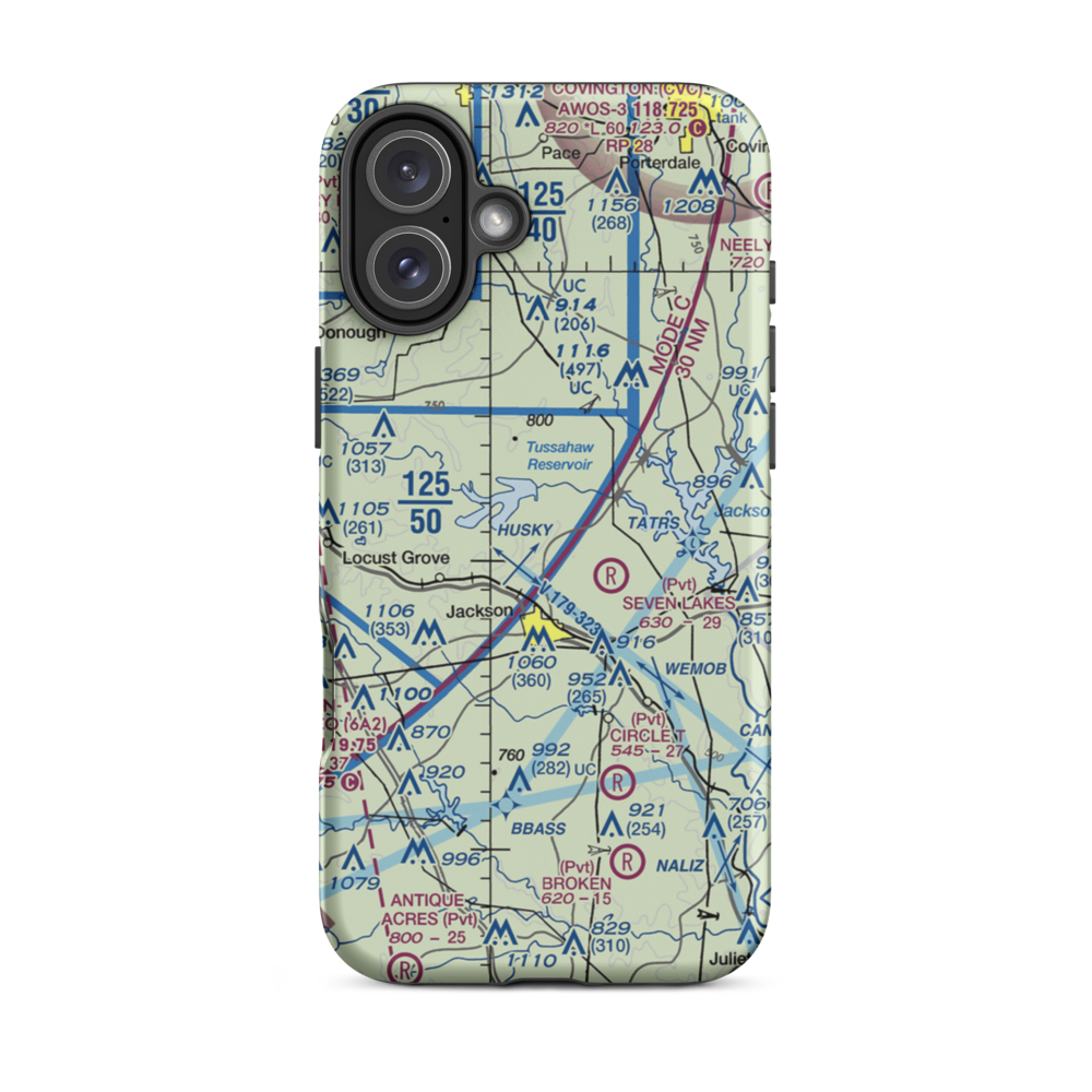Howard Private Airport (GA02) VFR Sectional  Tough iPhone Case iPhone 16 Plus model shown