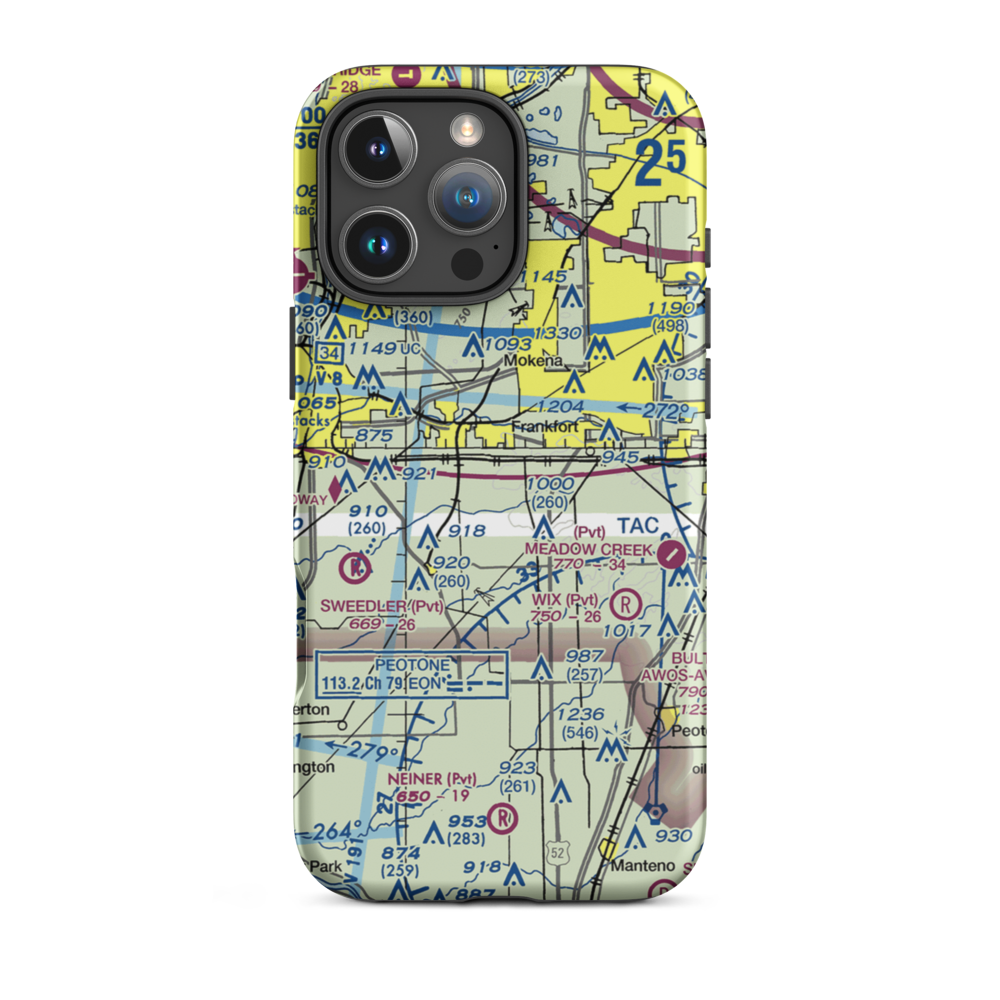 Howell New Lenox Airport (1C2) VFR Sectional  Tough iPhone Case iPhone 16 Pro Max model shown