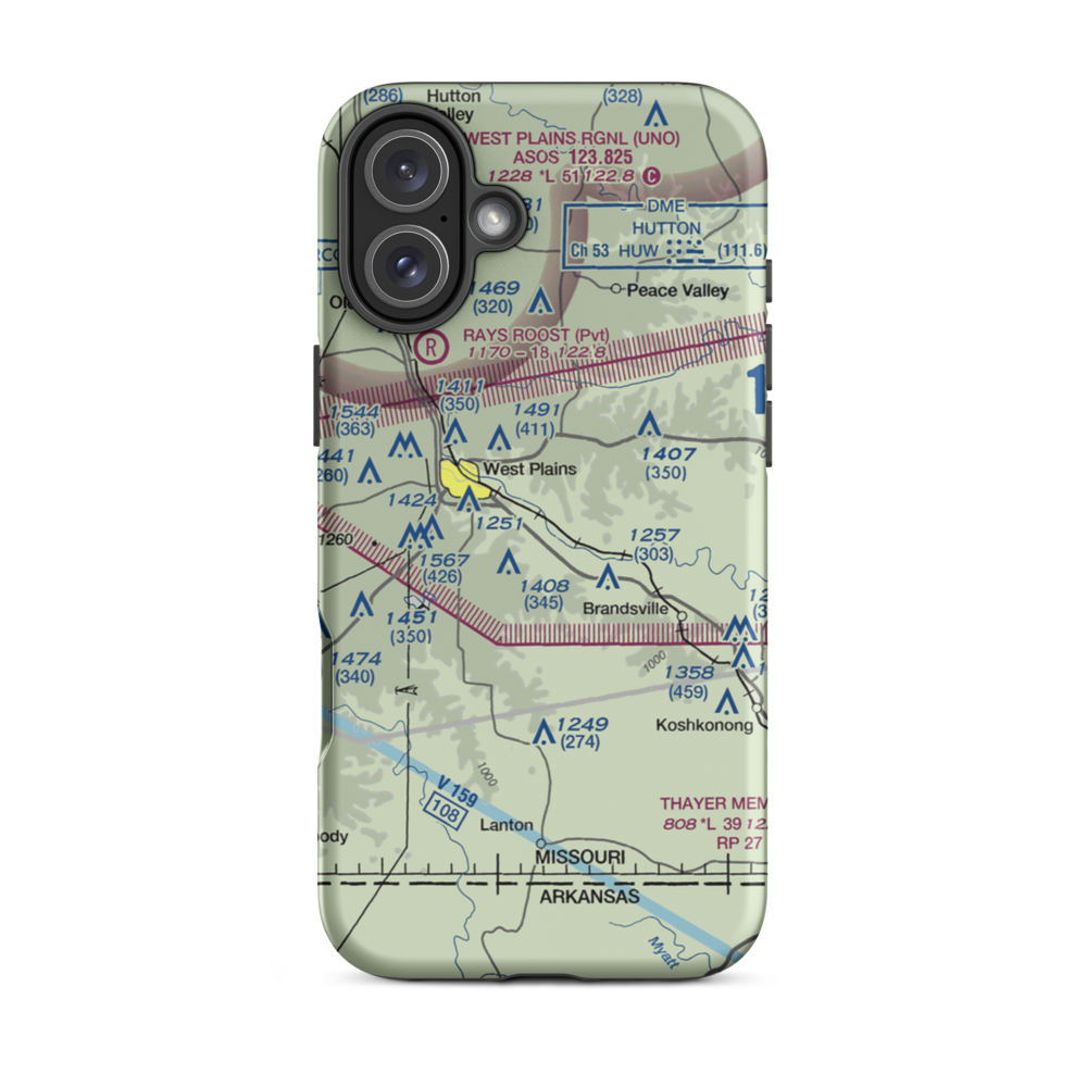 Howell Valley Airport (88MO) VFR Sectional  Tough iPhone Case iPhone 16 Plus model shown