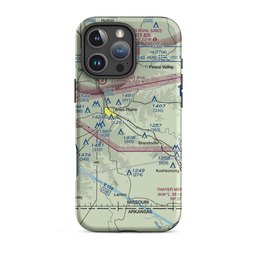 Howell Valley Airport (88MO) VFR Sectional  Tough iPhone Case iPhone 16 Pro Max model shown