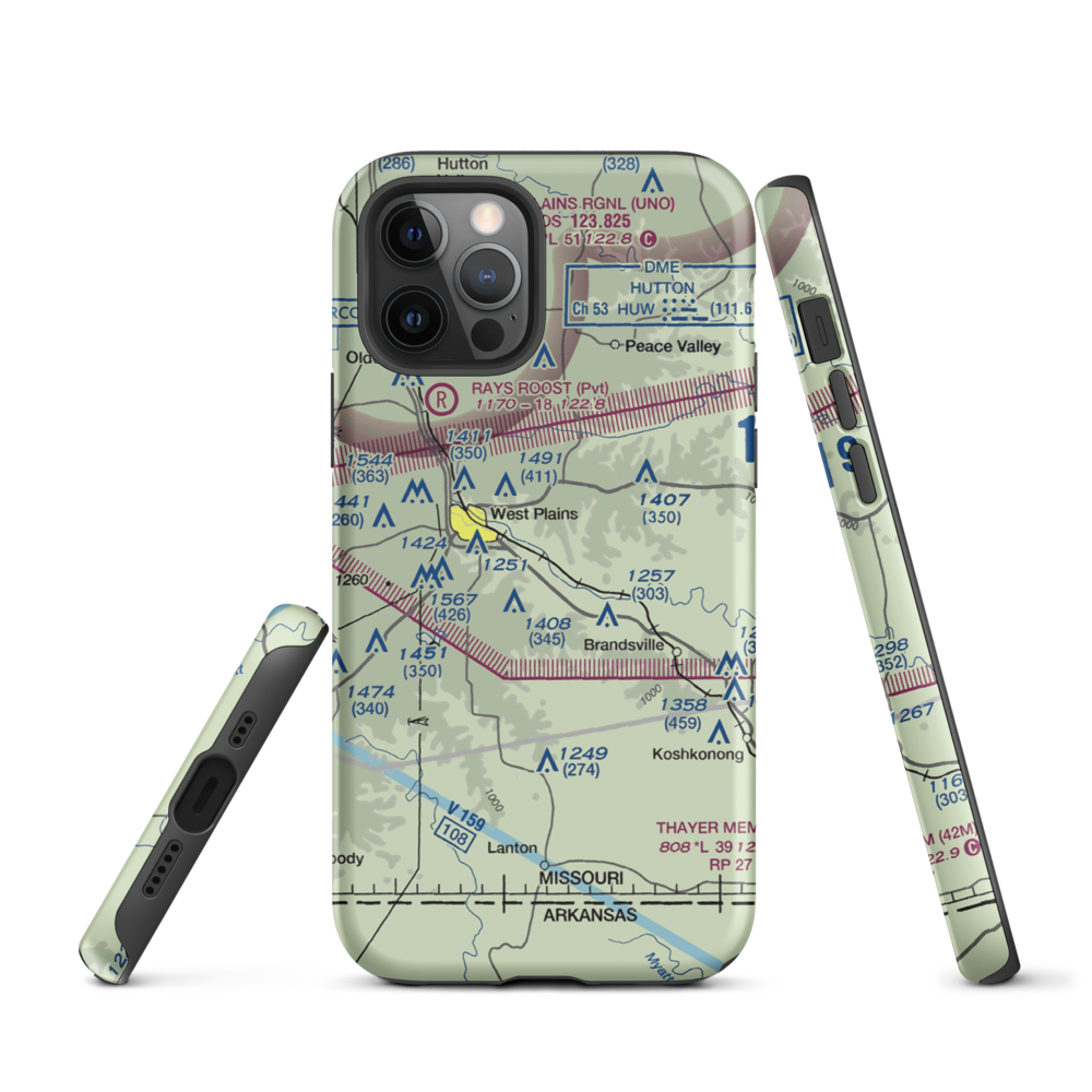 Howell Valley Airport (88MO) VFR Sectional  Tough iPhone Case iPhone 12 Pro model shown