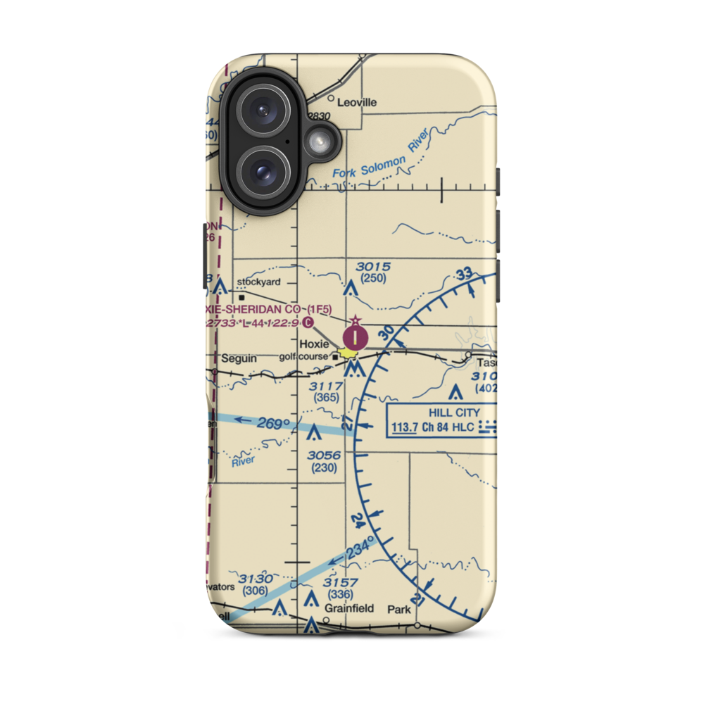 Hoxie-Sheridan County Airport (1F5) VFR Sectional  Tough iPhone Case iPhone 16 Plus model shown