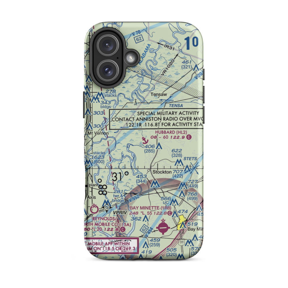 Hubbard Landing Seaplane Base (HL2) VFR Sectional  Tough iPhone Case iPhone 16 Plus model shown