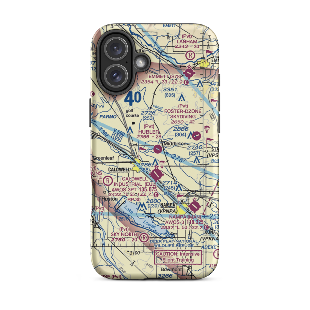 Hubler Field (ID00) VFR Sectional  Tough iPhone Case iPhone 16 Plus model shown