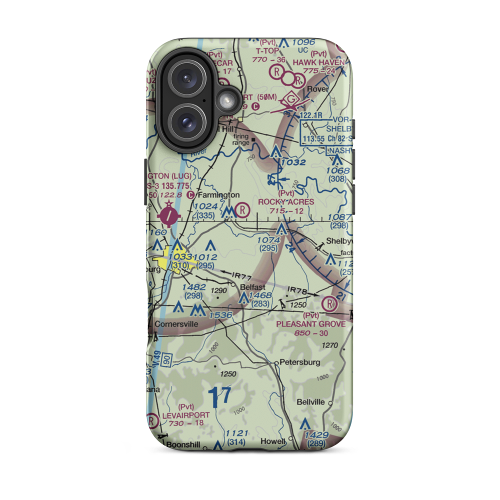 Hudgin Air Airport (TN12) VFR Sectional  Tough iPhone Case iPhone 16 Plus model shown