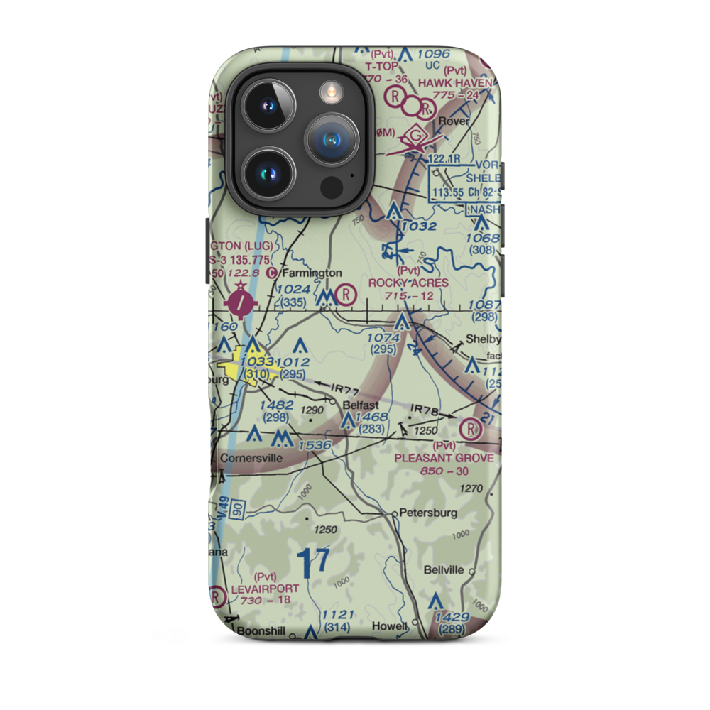 Hudgin Air Airport (TN12) VFR Sectional  Tough iPhone Case iPhone 16 Pro Max model shown