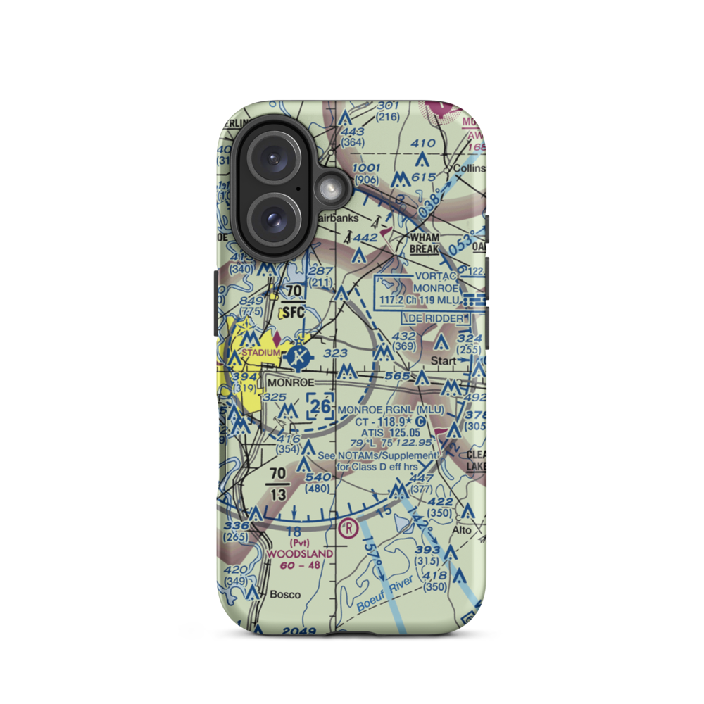 Huenefeld Airport (0LS9) VFR Sectional  Tough iPhone Case iPhone 16 model shown