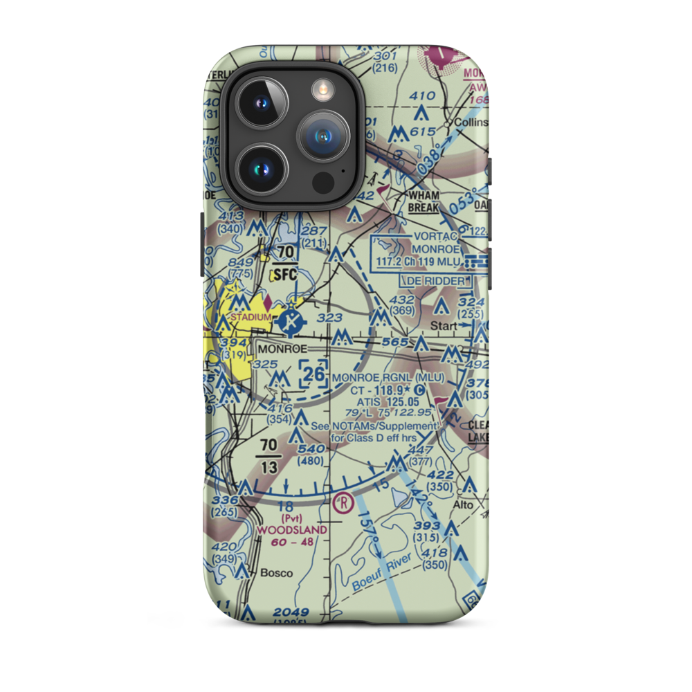 Huenefeld Airport (0LS9) VFR Sectional  Tough iPhone Case iPhone 16 Pro Max model shown