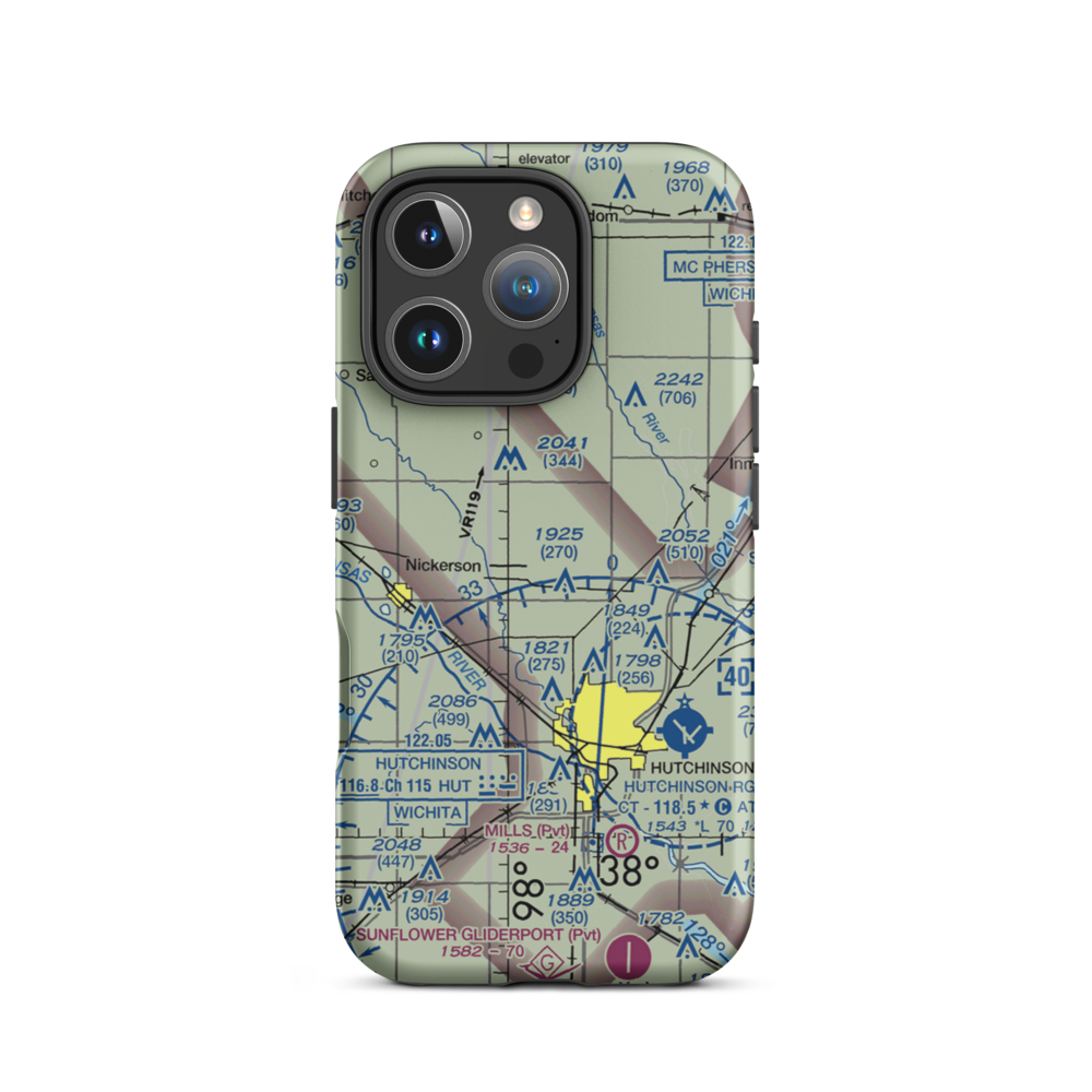 Huey Airport (1KS0) VFR Sectional  Tough iPhone Case iPhone 16 Pro model shown