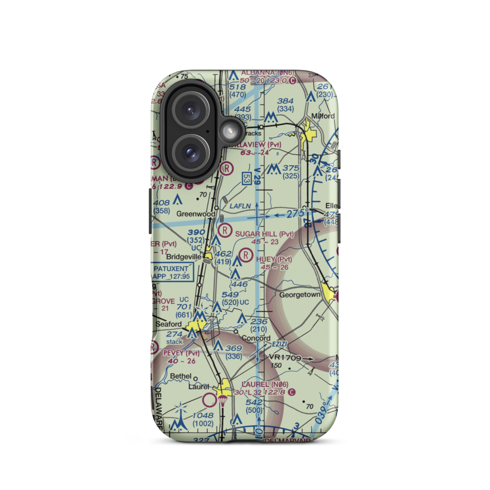 Huey Airport (DE14) VFR Sectional  Tough iPhone Case iPhone 16 model shown