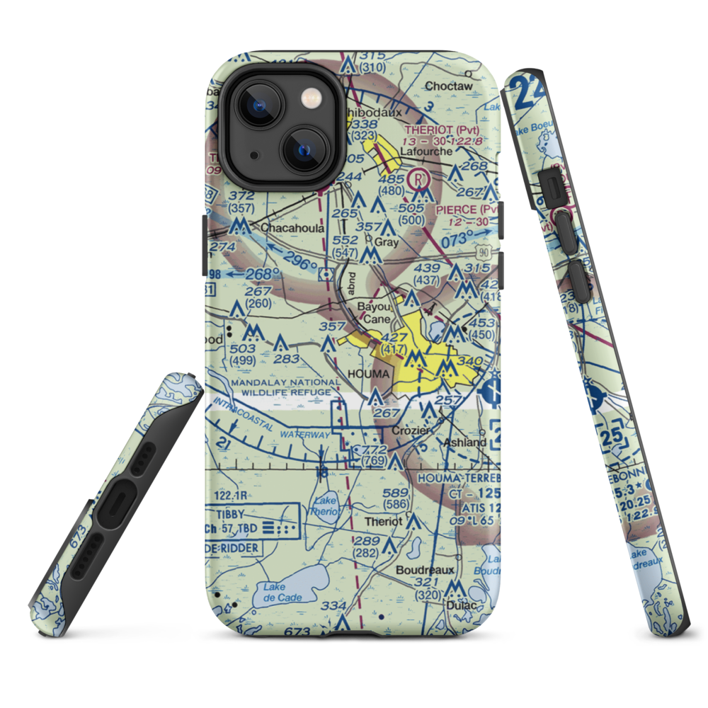 Huffaker Field (LA73) VFR Sectional  Tough iPhone Case iPhone 14 Plus model shown