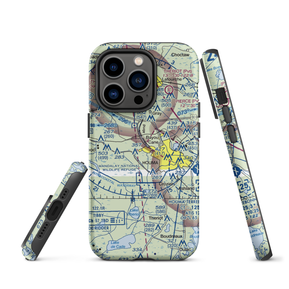 Huffaker Field (LA73) VFR Sectional  Tough iPhone Case iPhone 14 Pro model shown