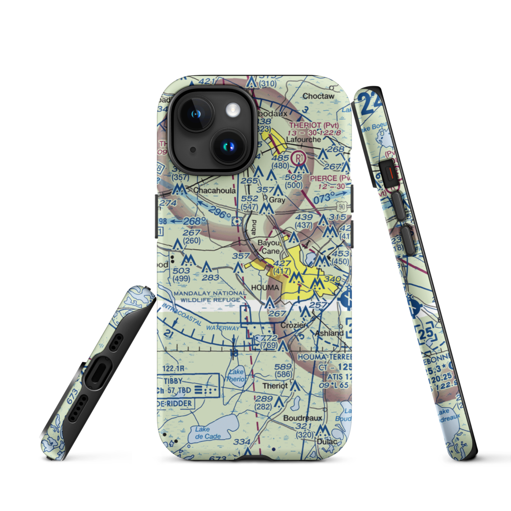 Huffaker Field (LA73) VFR Sectional  Tough iPhone Case iPhone 15 model shown