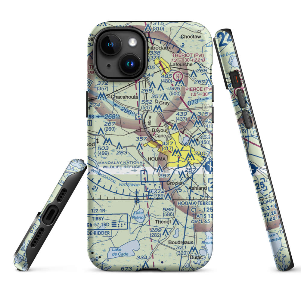 Huffaker Field (LA73) VFR Sectional  Tough iPhone Case iPhone 15 Plus model shown