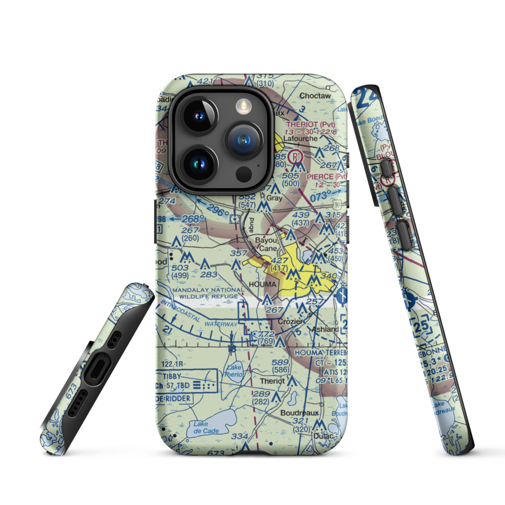 Huffaker Field (LA73) VFR Sectional  Tough iPhone Case iPhone 15 Pro model shown