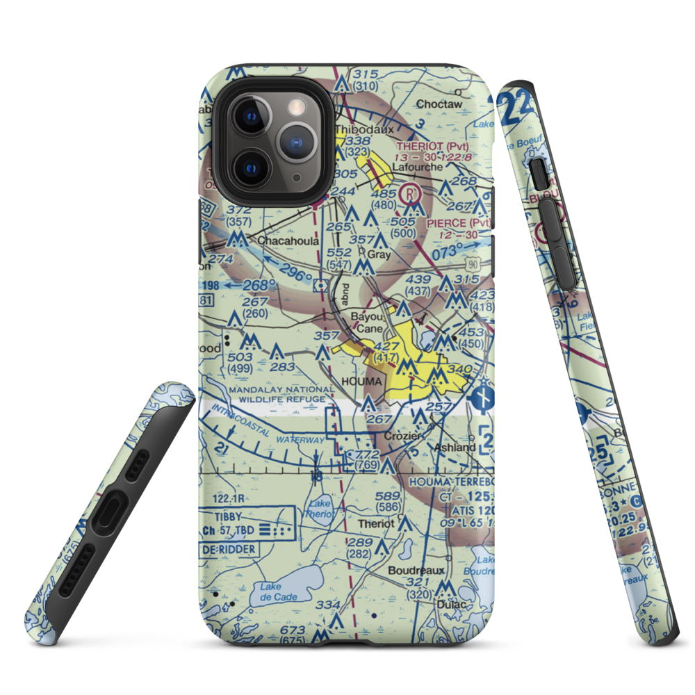 Huffaker Field (LA73) VFR Sectional  Tough iPhone Case iPhone 11 Pro Max model shown
