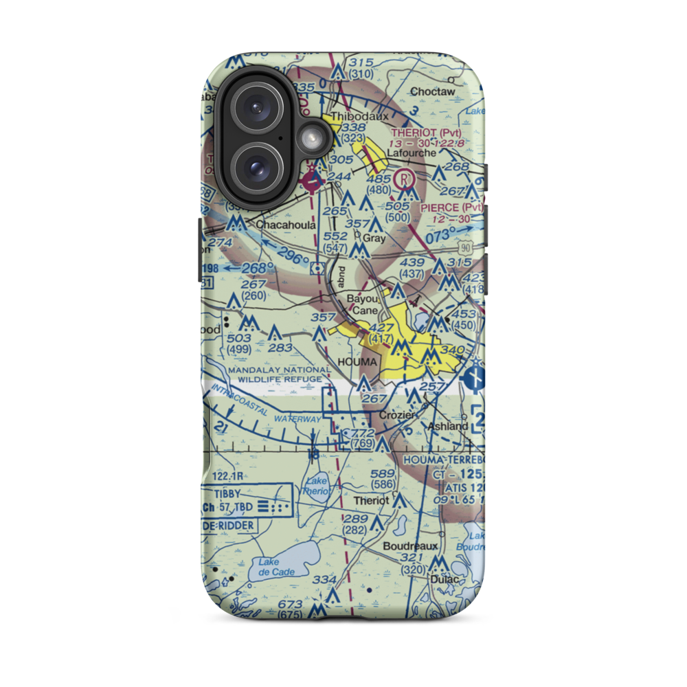Huffaker Field (LA73) VFR Sectional  Tough iPhone Case iPhone 16 Plus model shown