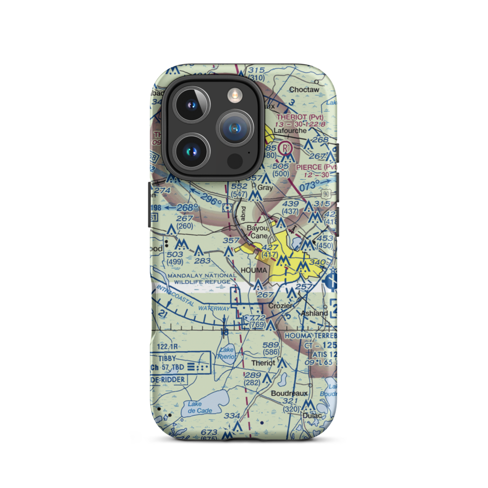 Huffaker Field (LA73) VFR Sectional  Tough iPhone Case iPhone 16 Pro model shown
