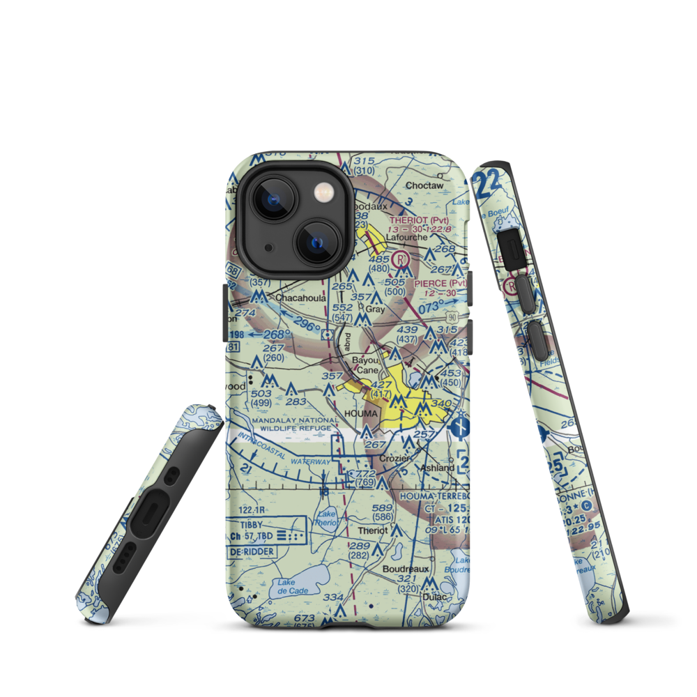 Huffaker Field (LA73) VFR Sectional  Tough iPhone Case iPhone 13 mini model shown