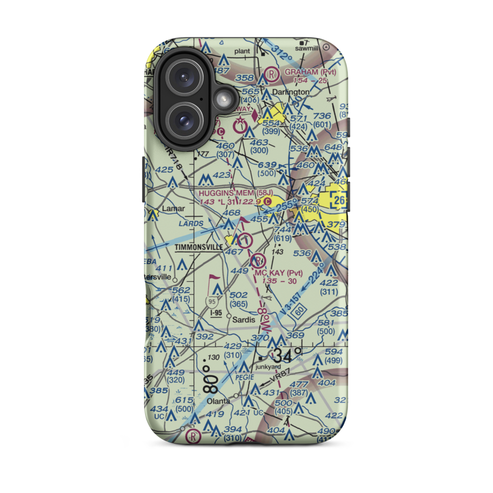 Huggins Memorial Airport (58J) VFR Sectional  Tough iPhone Case iPhone 16 Plus model shown