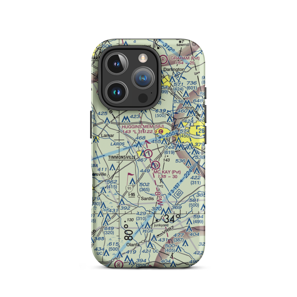 Huggins Memorial Airport (58J) VFR Sectional  Tough iPhone Case iPhone 16 Pro model shown