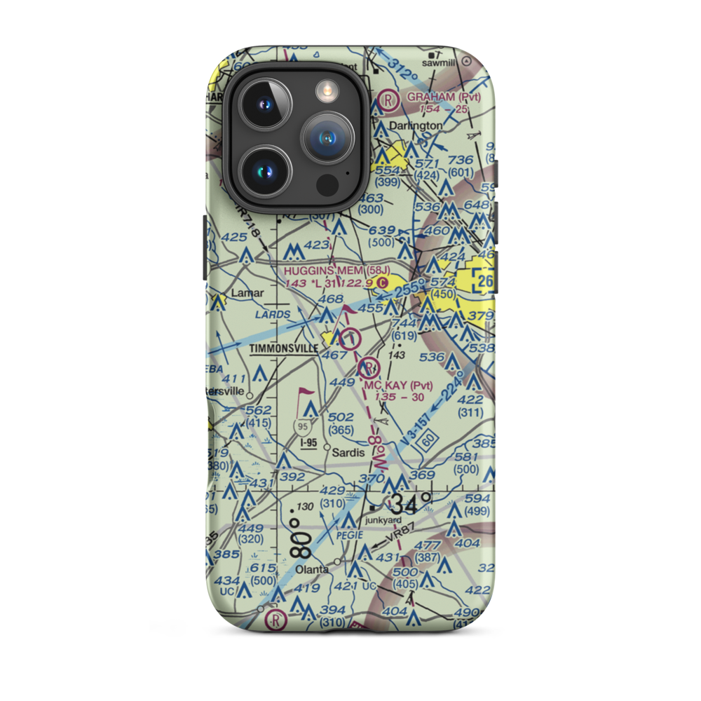 Huggins Memorial Airport (58J) VFR Sectional  Tough iPhone Case iPhone 16 Pro Max model shown