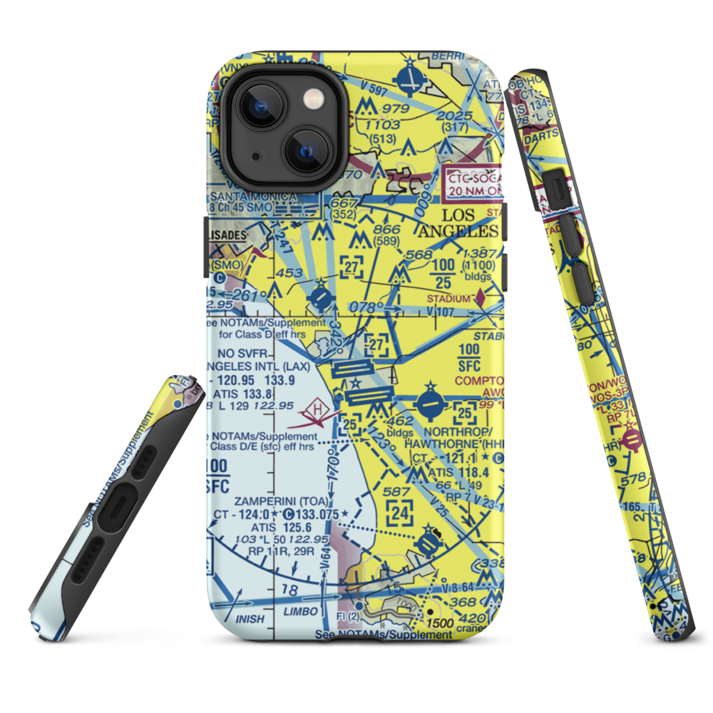 Hughes Airport (CVR) VFR Sectional  Tough iPhone Case iPhone 14 Plus model shown