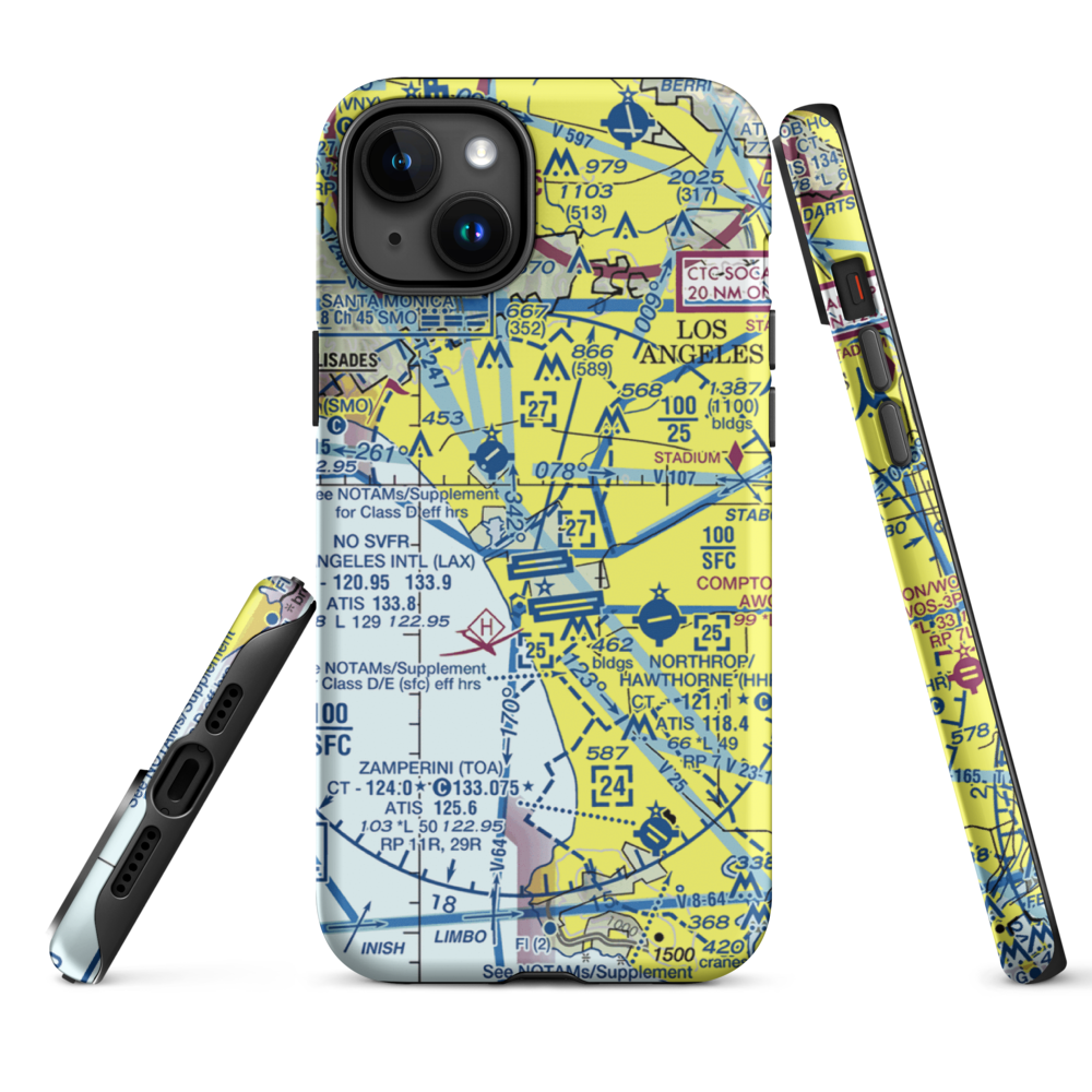 Hughes Airport (CVR) VFR Sectional  Tough iPhone Case iPhone 15 Plus model shown