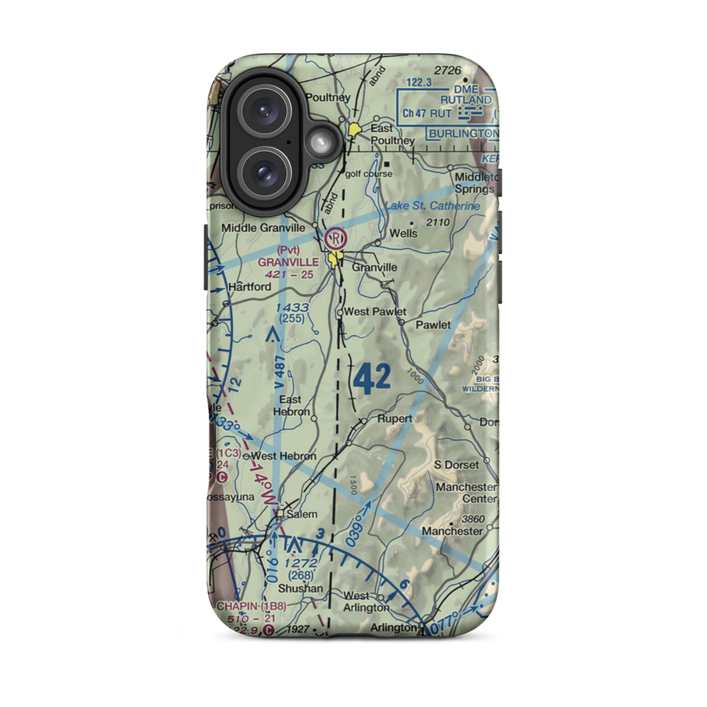 Hulett Landing Strip (VT60) VFR Sectional  Tough iPhone Case iPhone 16 Plus model shown