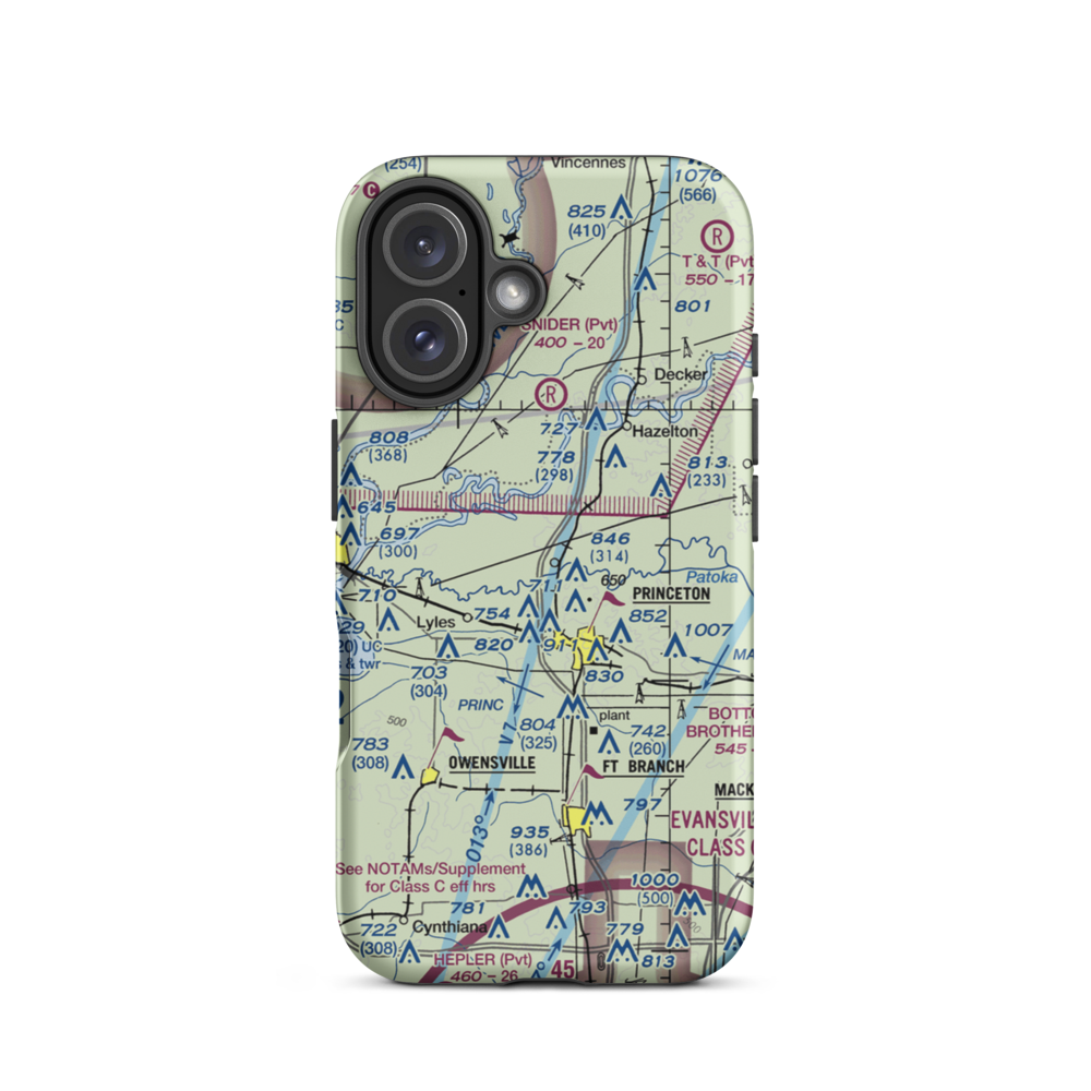 Hull Airport (IN30) VFR Sectional  Tough iPhone Case iPhone 16 model shown